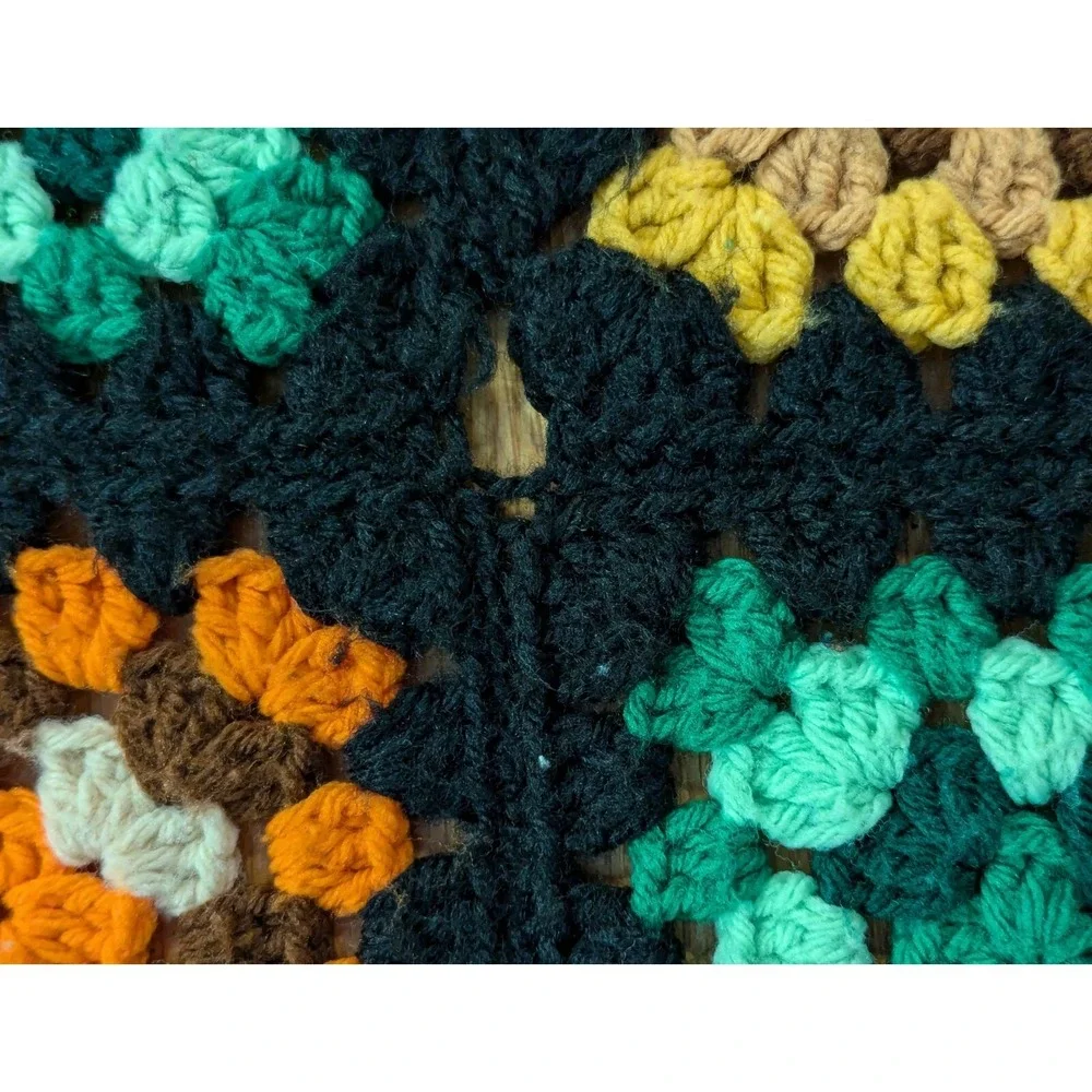 VTG Granny Square Roseanne Afghan Crochet Multicolor Blanket Throw Colorful READ